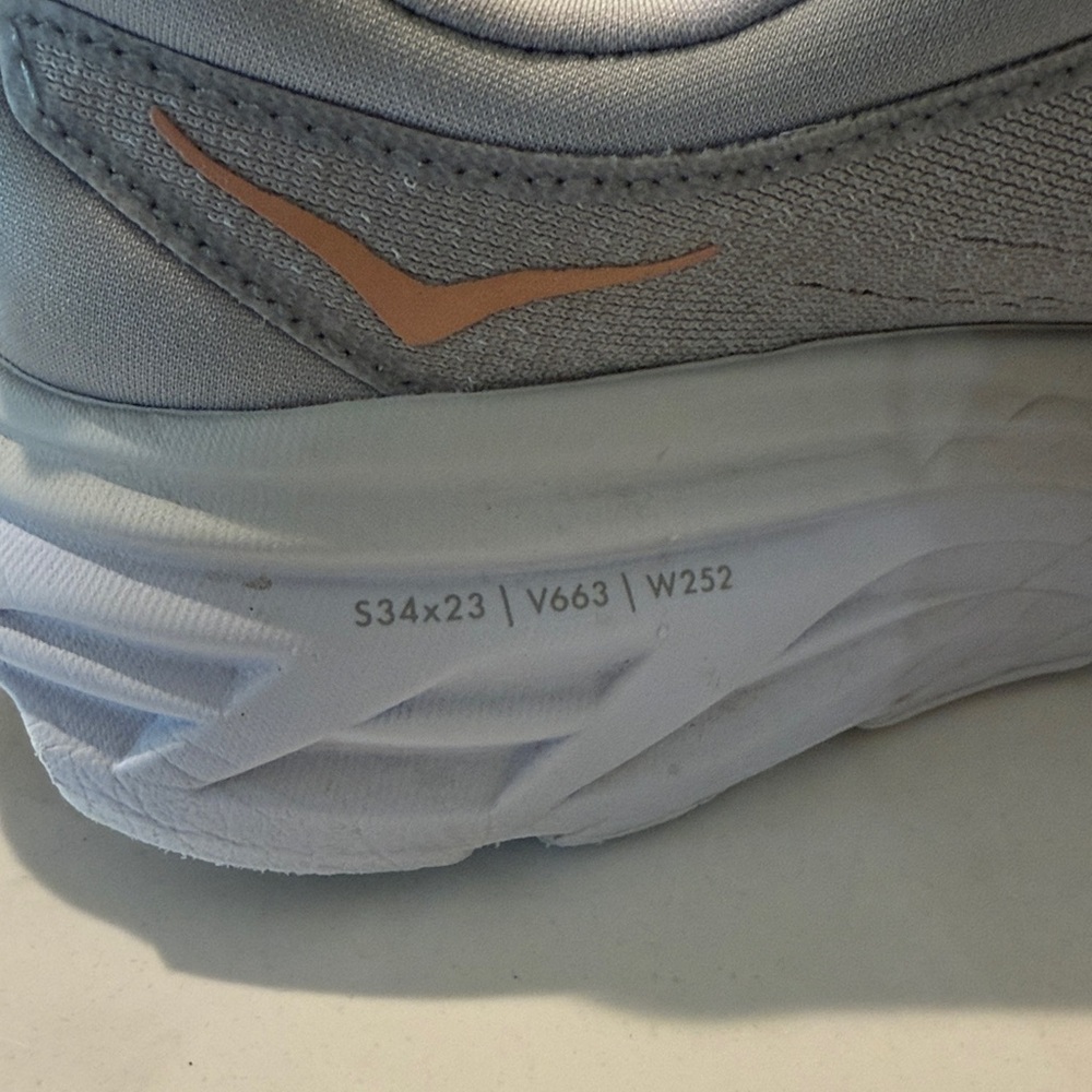 Hoka Women's Athletic Shoe size 7B in Gray and Coral in style W Bondi 8 - Picture 9 of 9